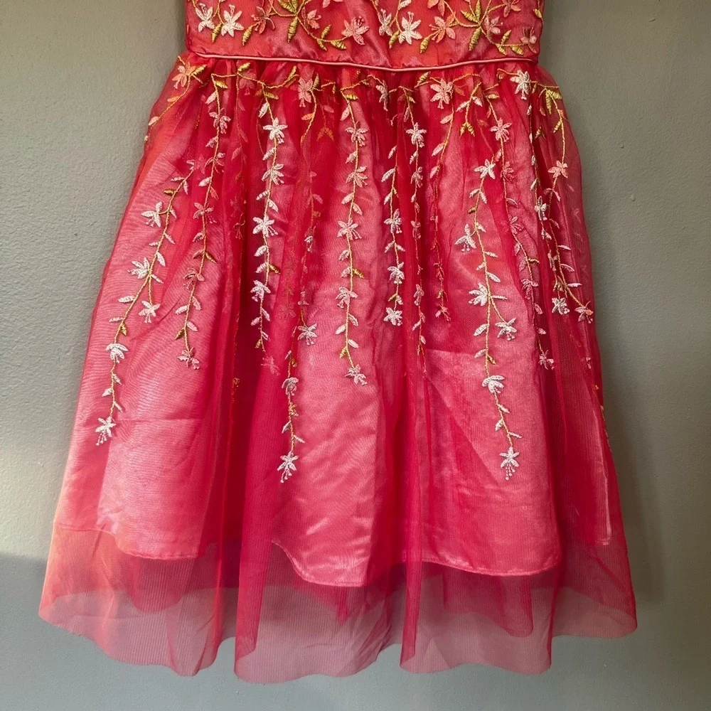 Joan Michelle embroidered Pink fashion party Dress for girls/size 5